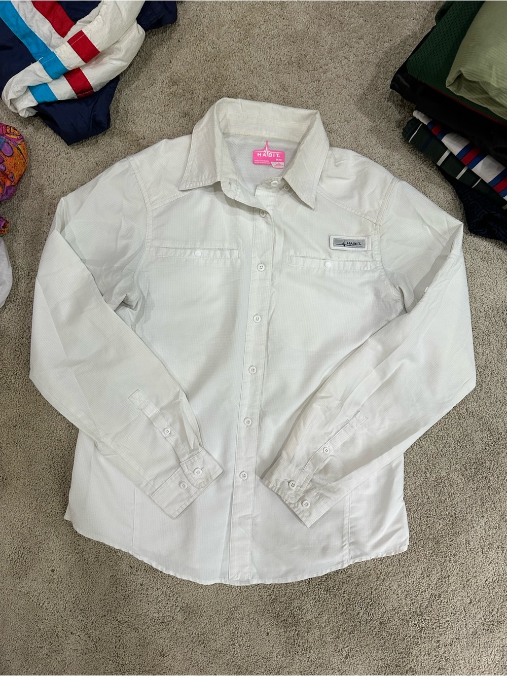 White Long-Sleeve Button-Down Shirt
